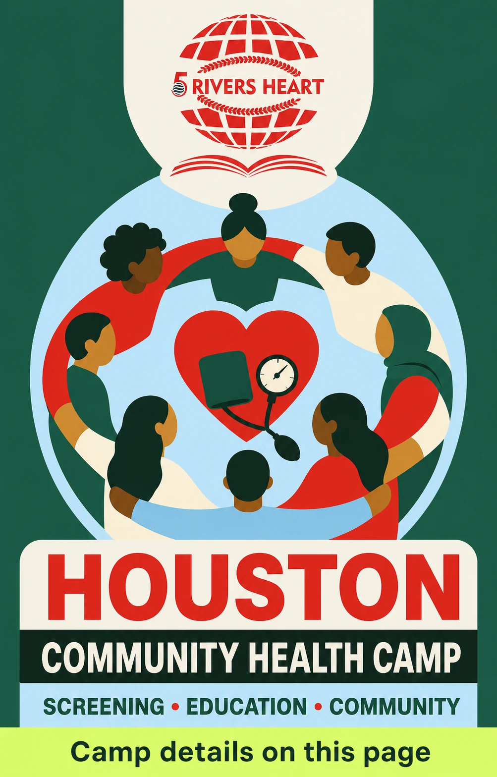 5 Rivers Heart Houston community health camp poster