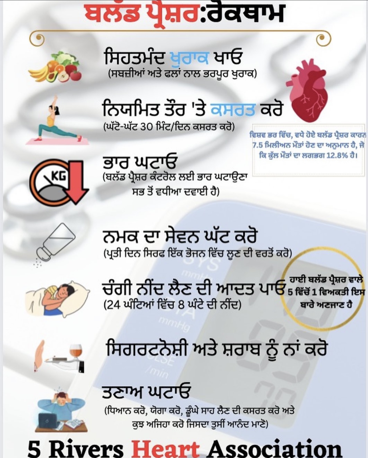 Hypertension: prevention health poster in Punjabi